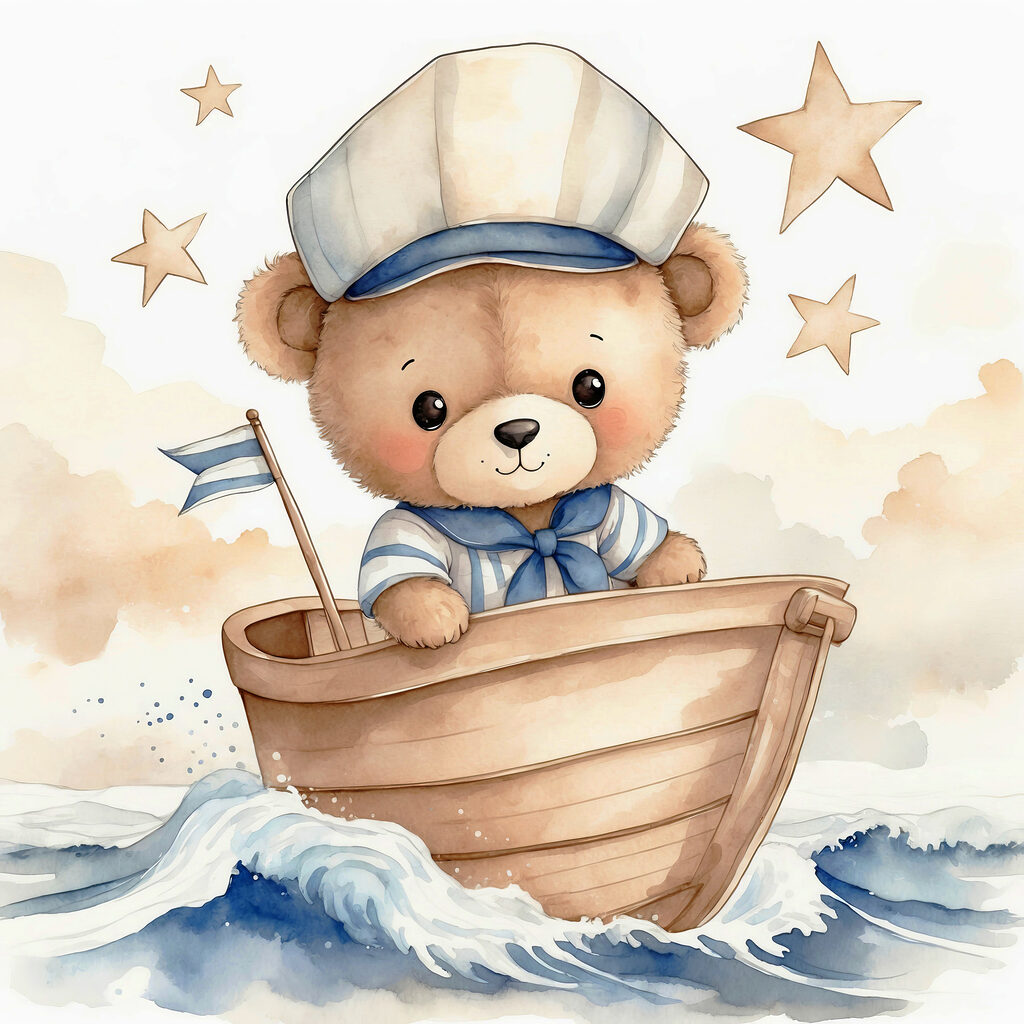 Ursinho a remar — design completo