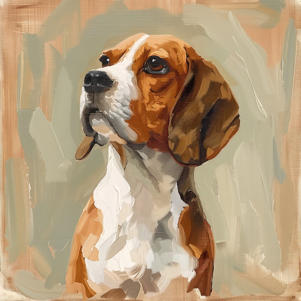 Beagle em pinceladas suaves — design completo