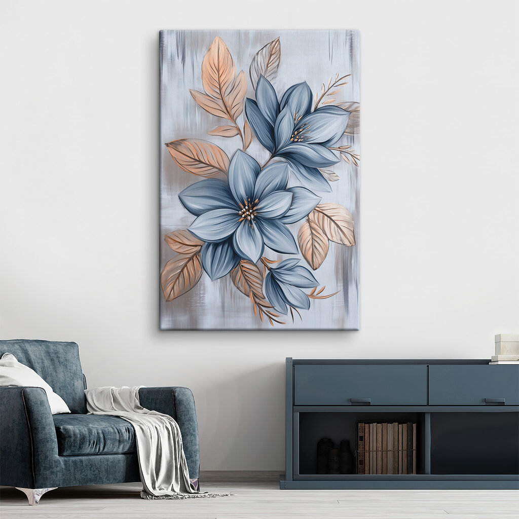 Flores azuis entre nervuras — interior 2