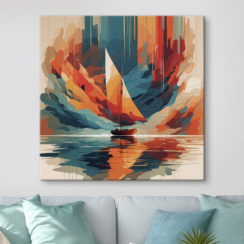 Veleiro entre falésias laranja — interior 2