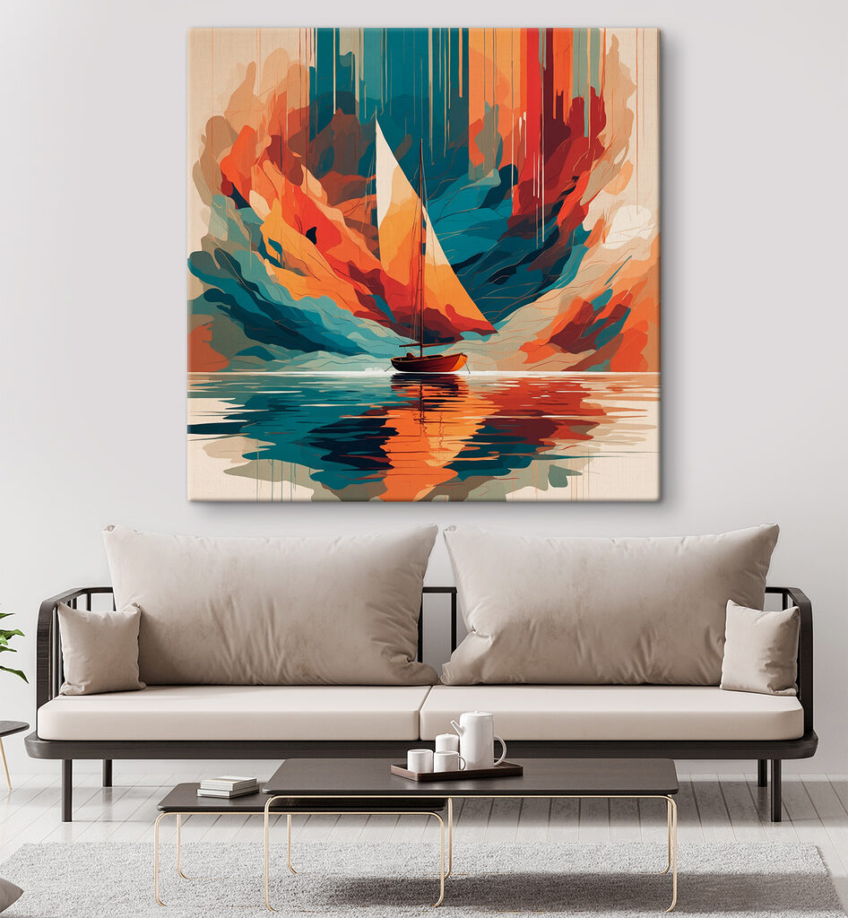 Veleiro entre falésias laranja — interior 3