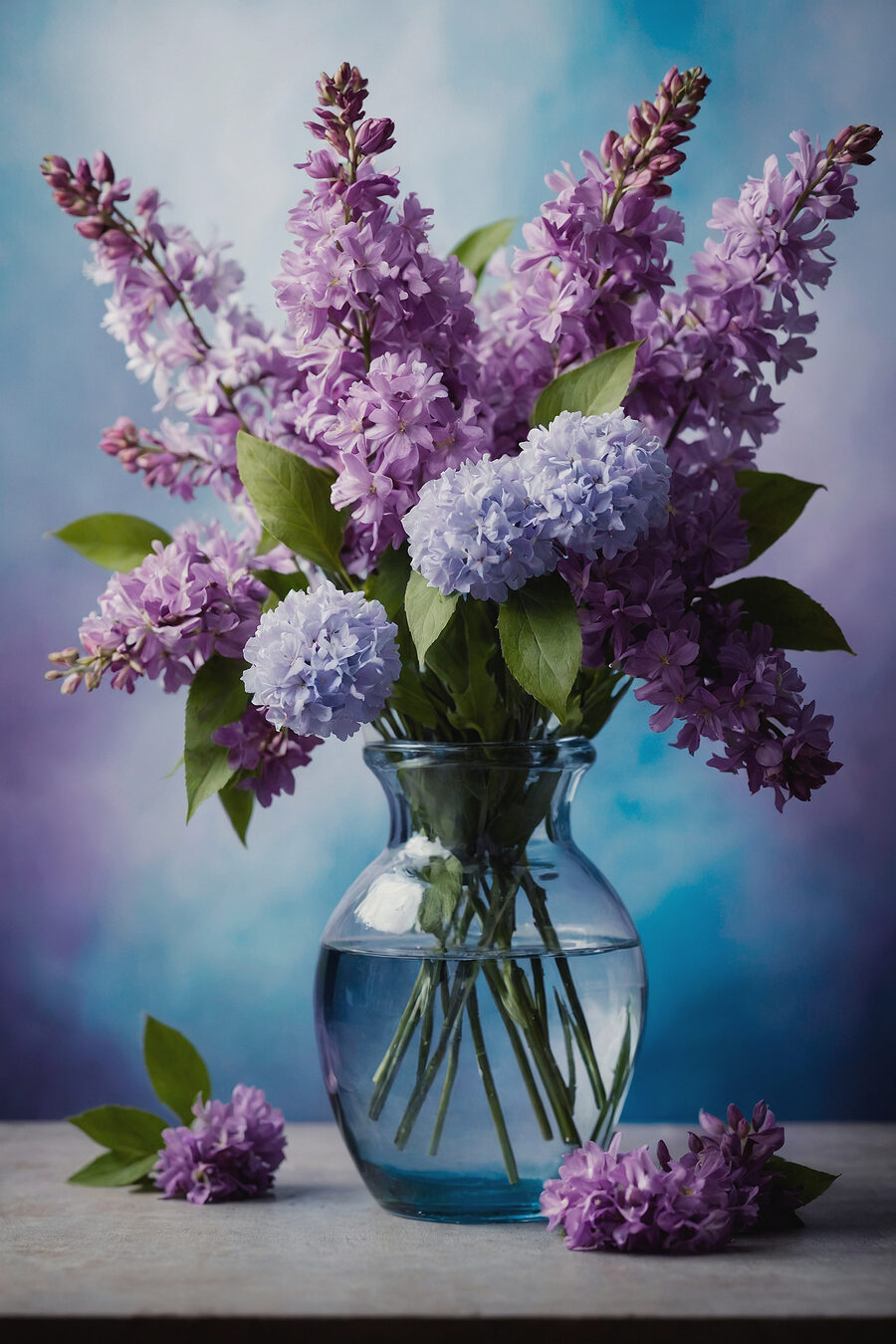 Lilases em vidro claro — design completo
