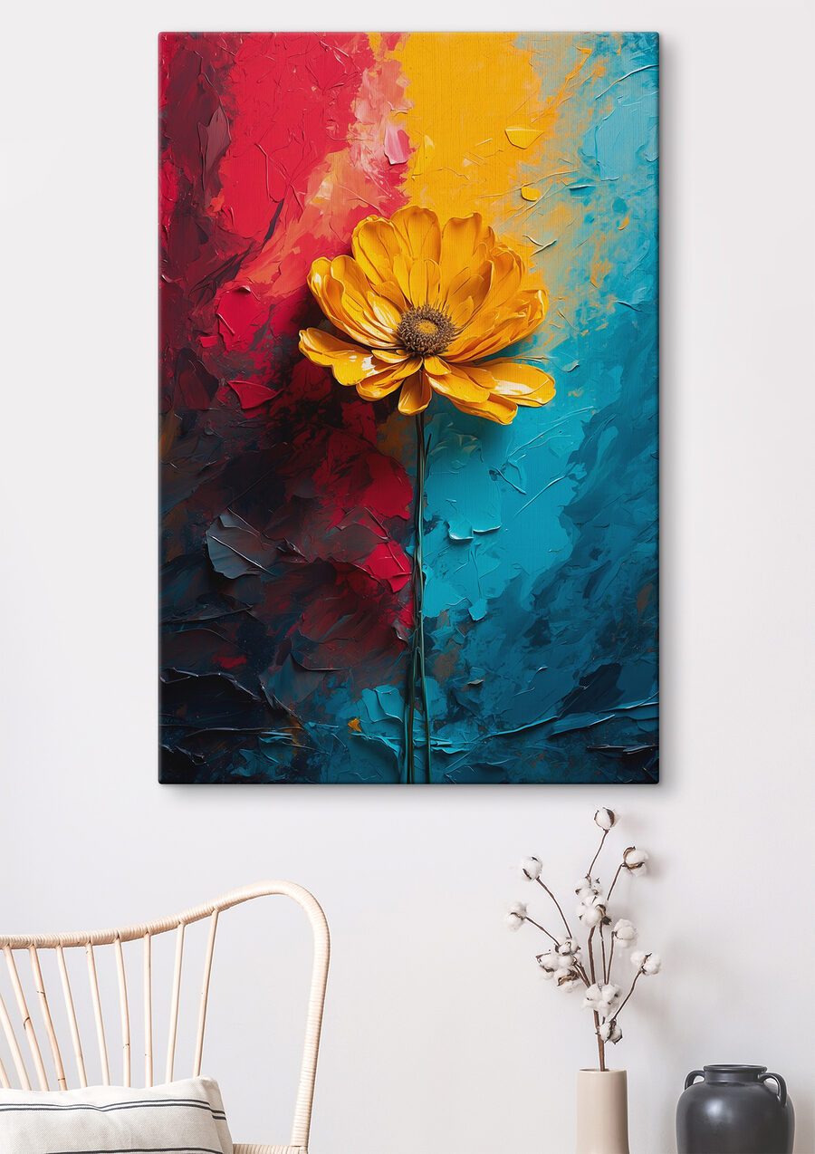 Flor amarela entre faixas — interior 1