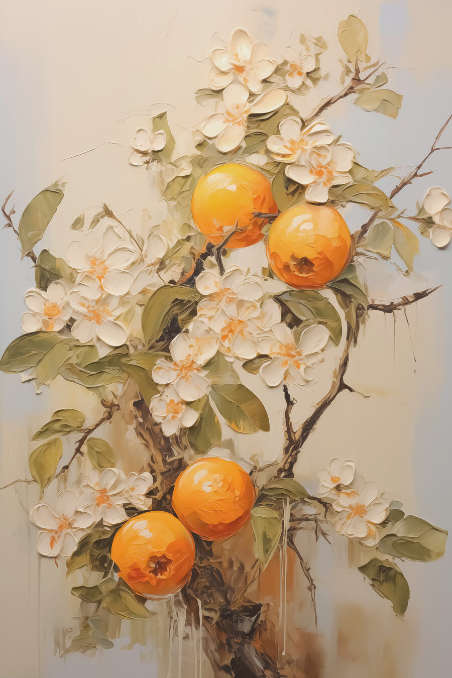 Laranjas entre flores brancas — design completo