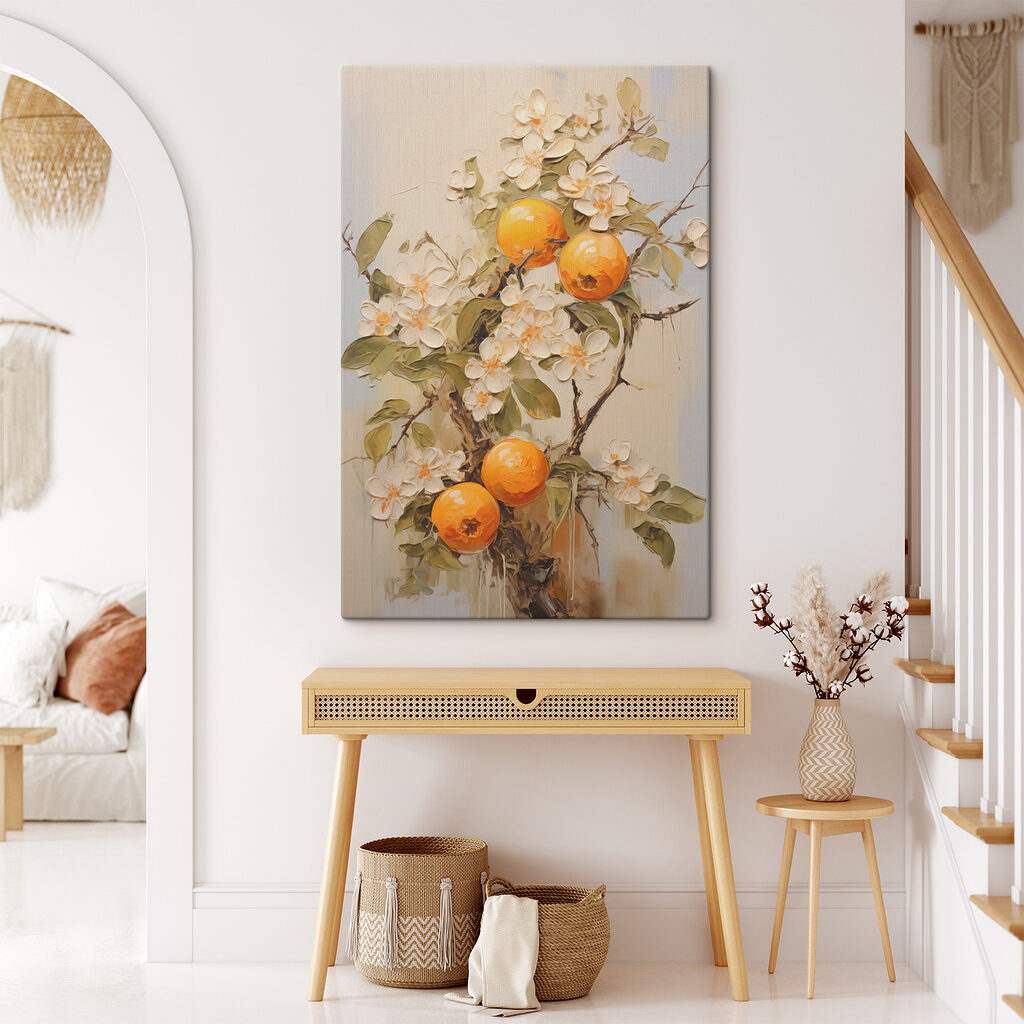 Laranjas entre flores brancas — interior 2