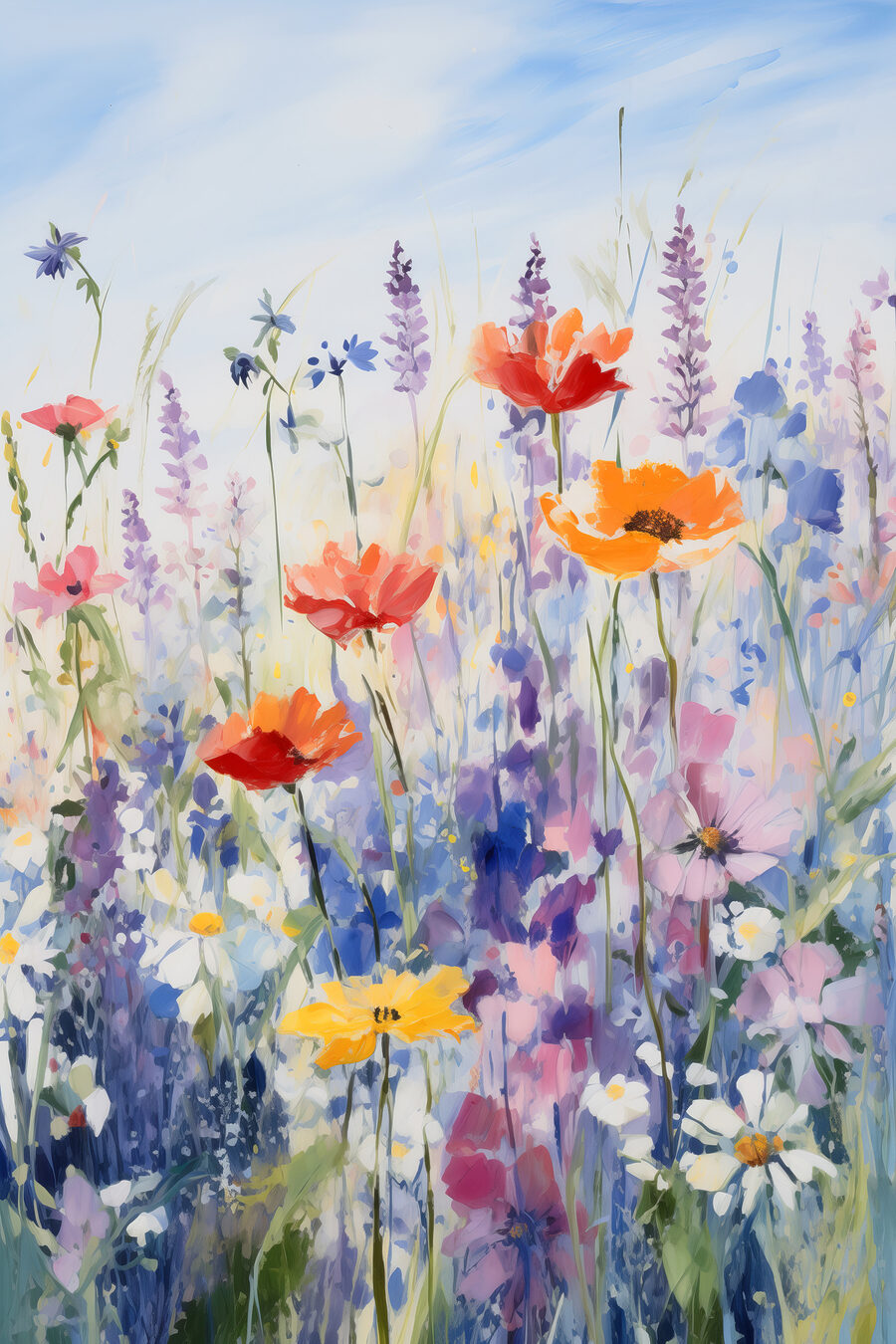 Papoilas em prado lilás — design completo