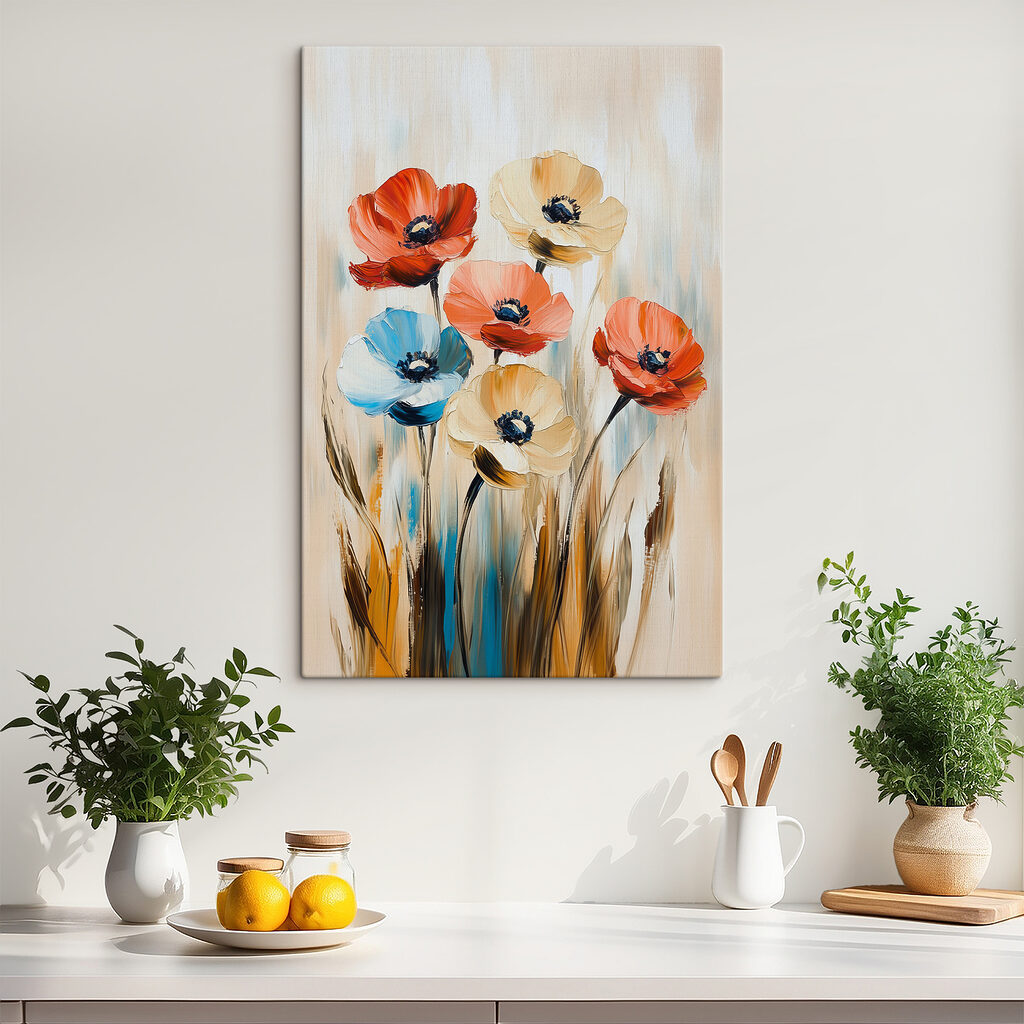 Flores entre hastes azuis — interior 1