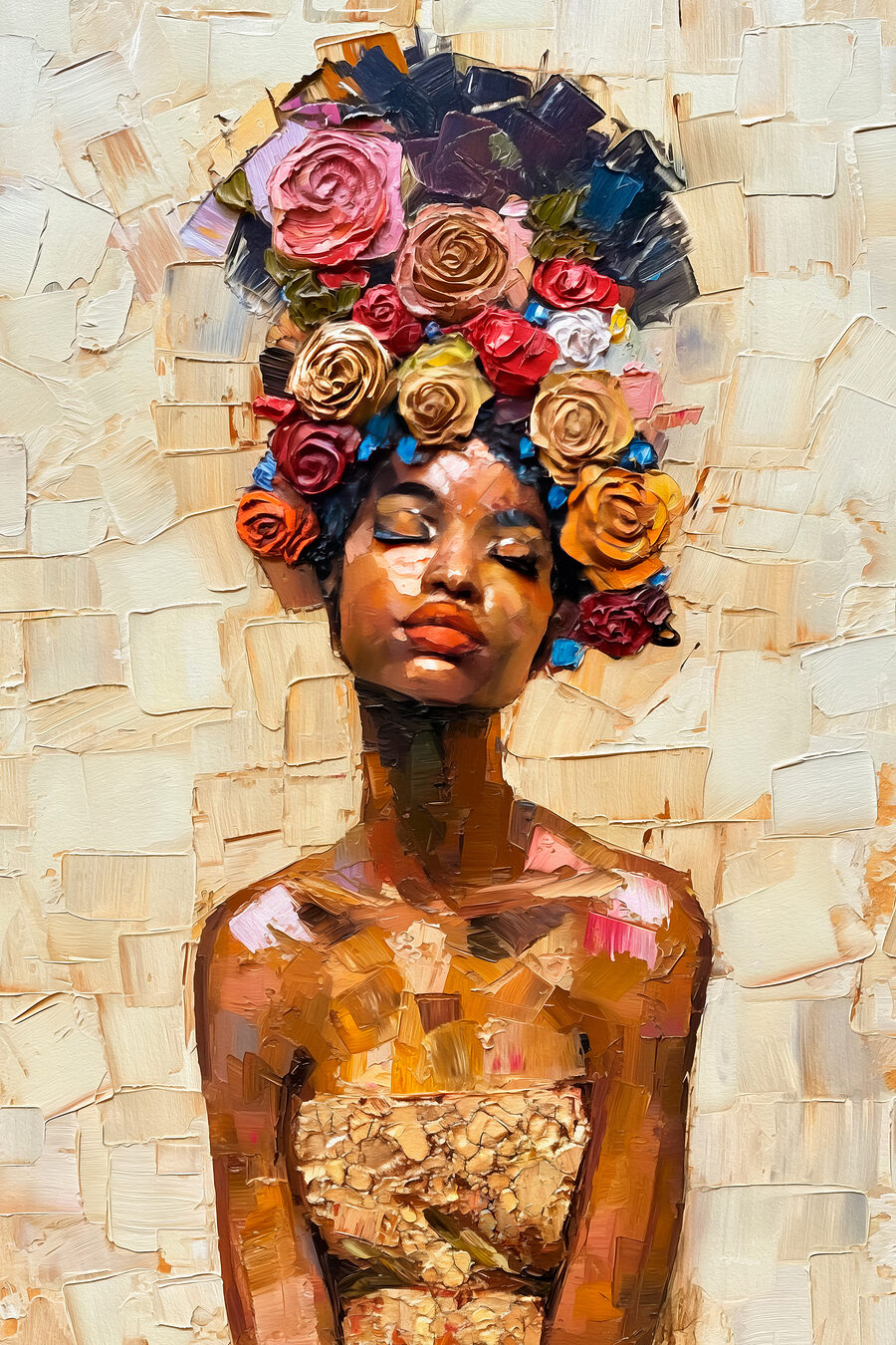 Mulher de coroa floral — design completo
