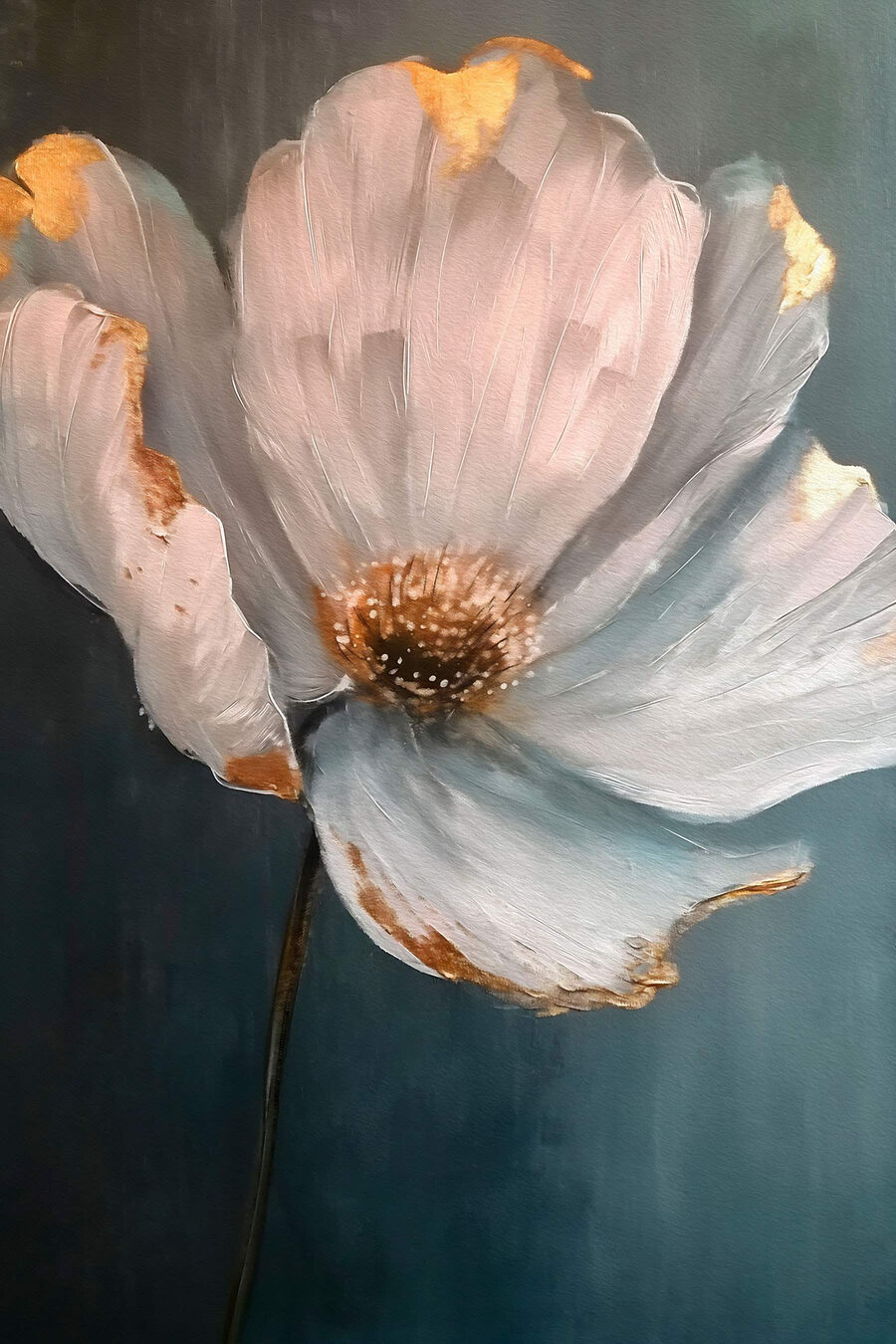 Flor sobre azul-escuro — design completo