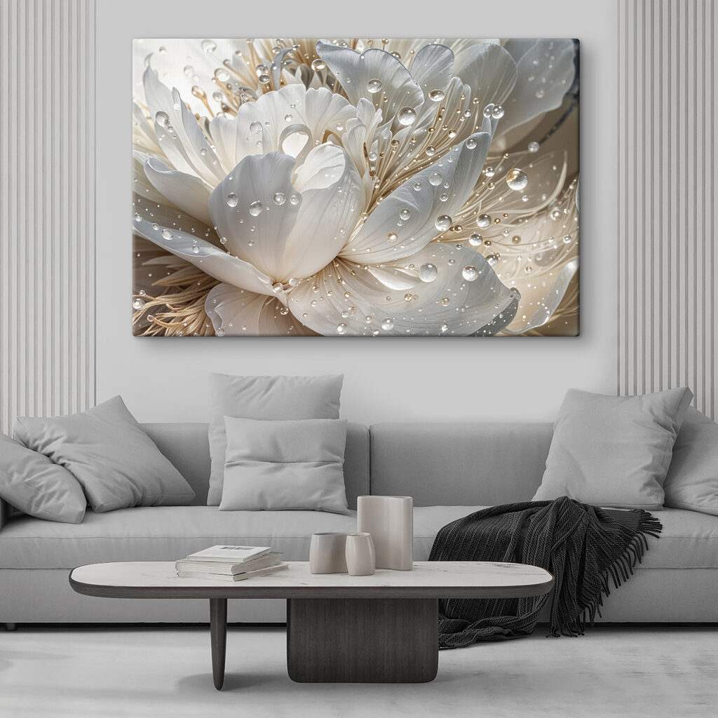 Flor branca com gotas — interior 2