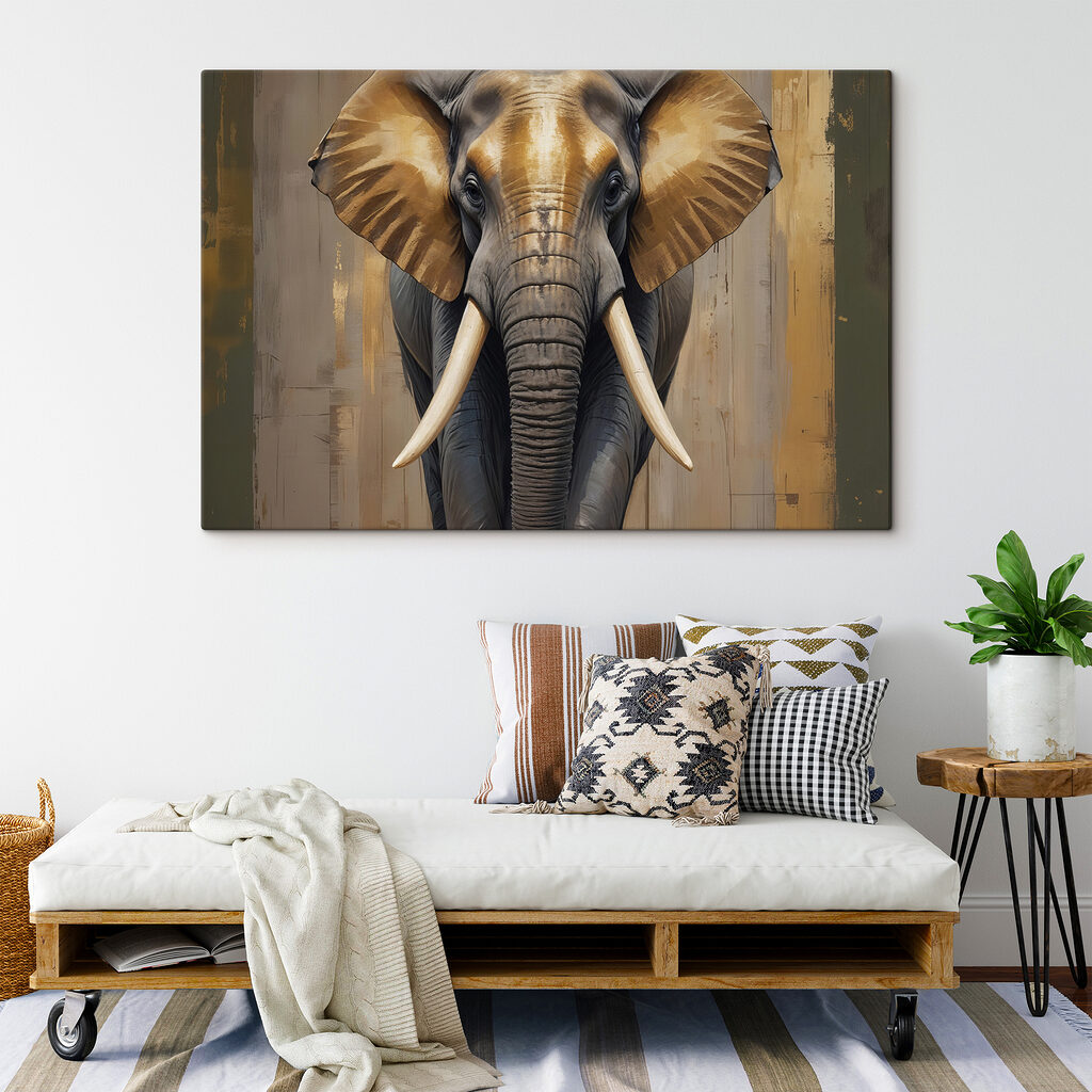 Elefante em tons dourados — interior 2