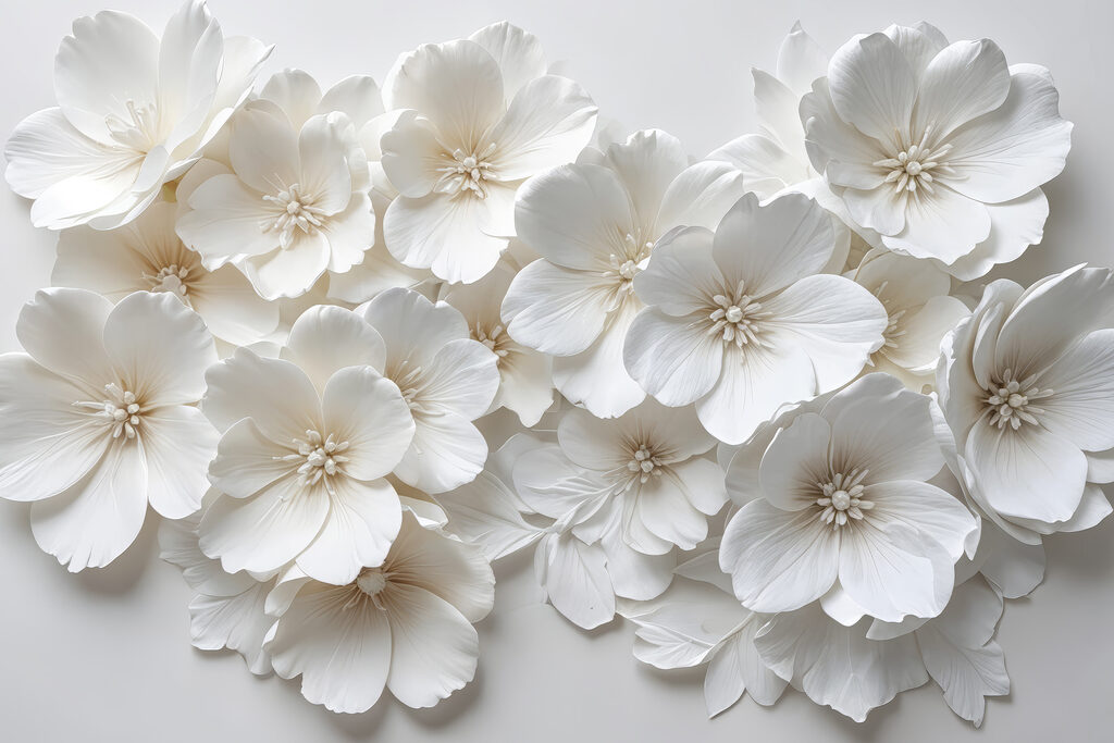 Nuvem de flores brancas — design completo