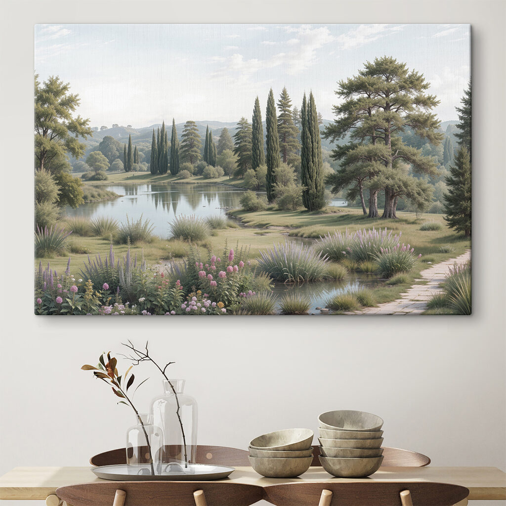 Ciprestes junto ao lago — interior 1
