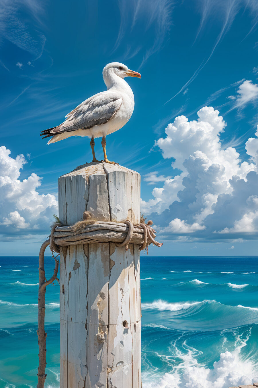 Gaivota num poste — design completo
