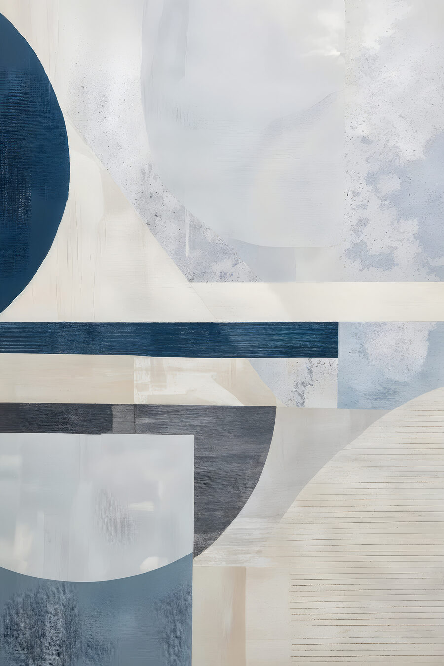 Arcos azuis sobre branco-giz — design completo