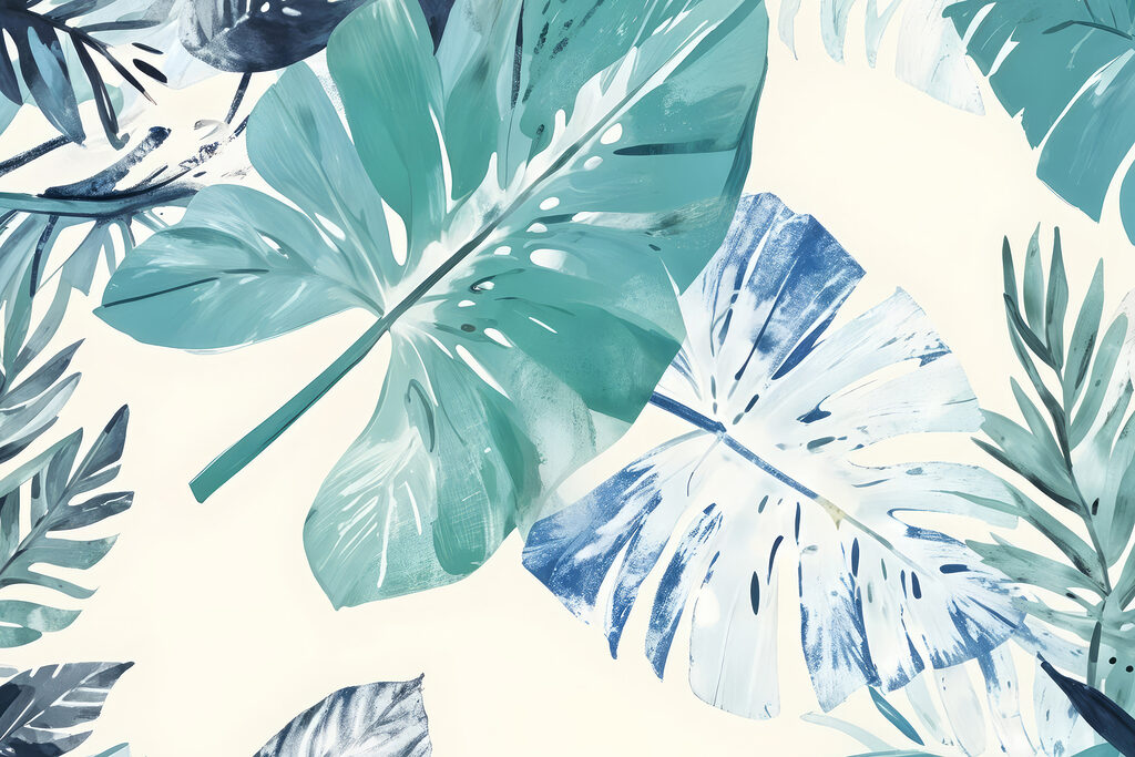 Folhas tropicais em aguarela — design completo
