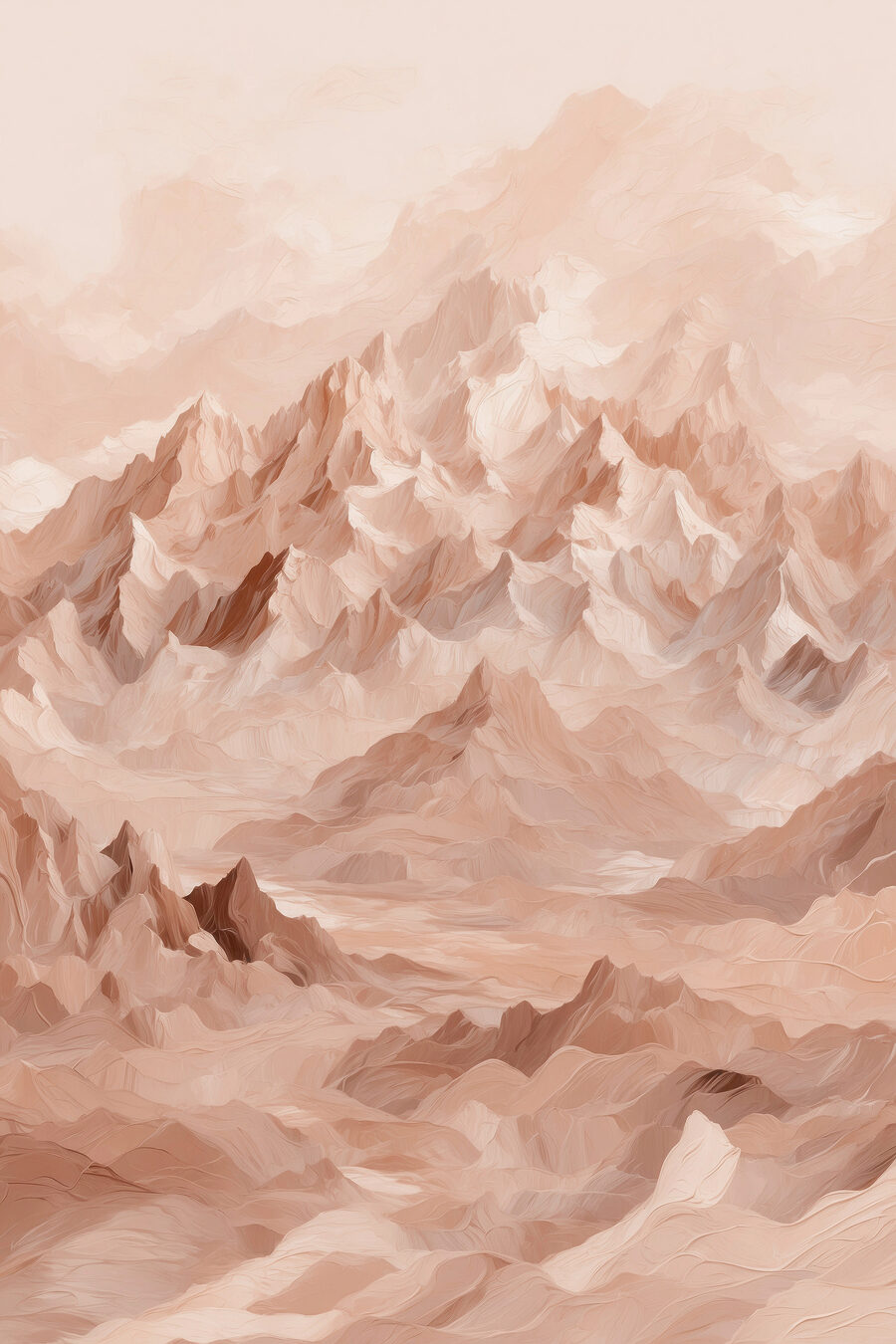 Montanhas cor-de-rosa na neblina — design completo