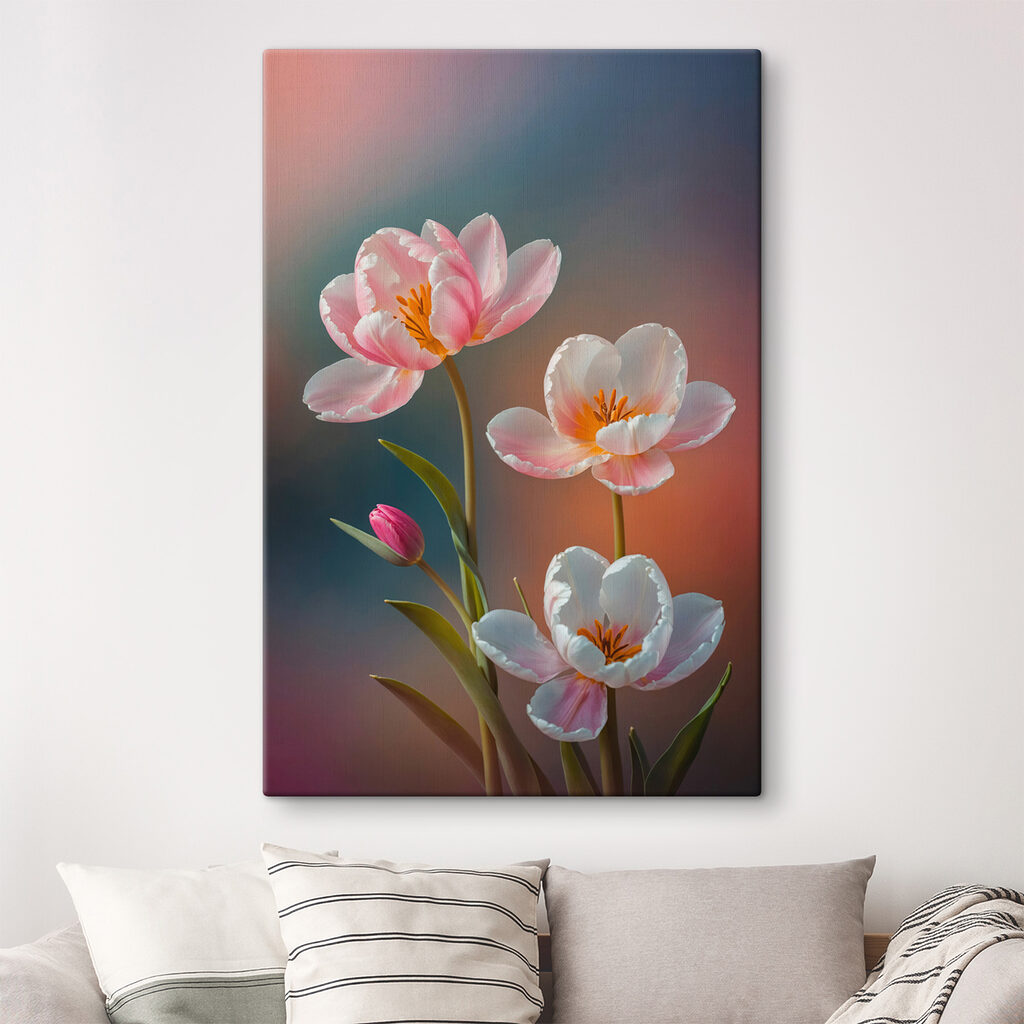 Três flores em hastes — interior 2