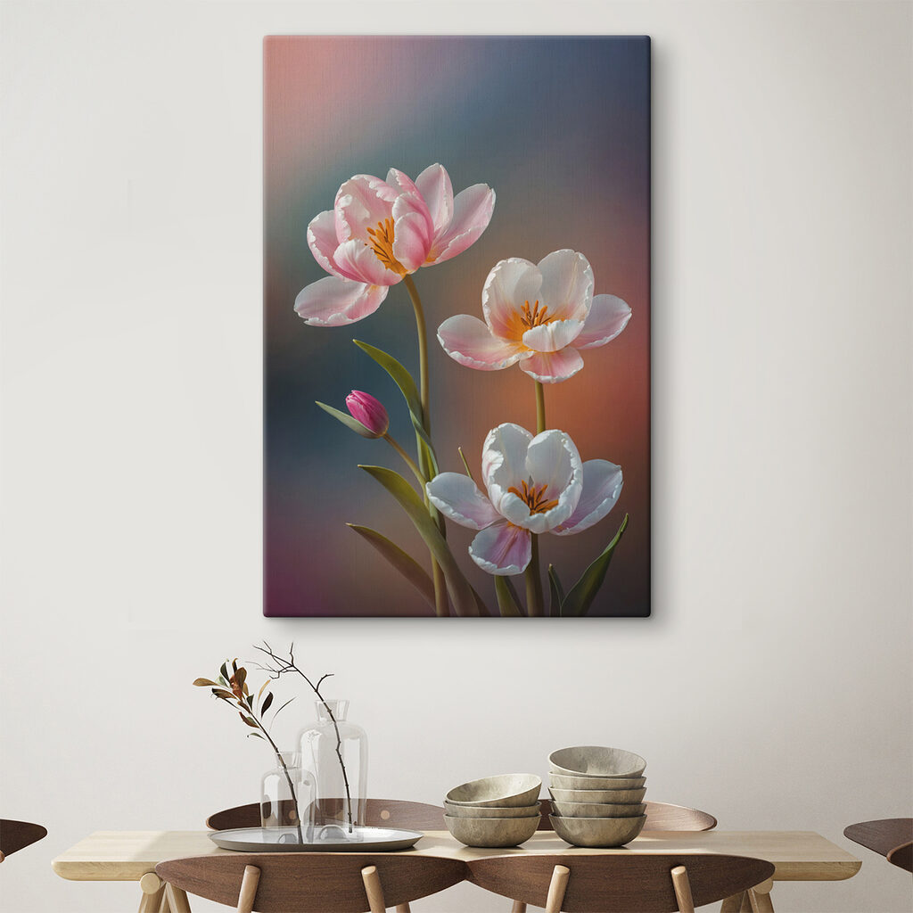 Três flores em hastes — interior 3