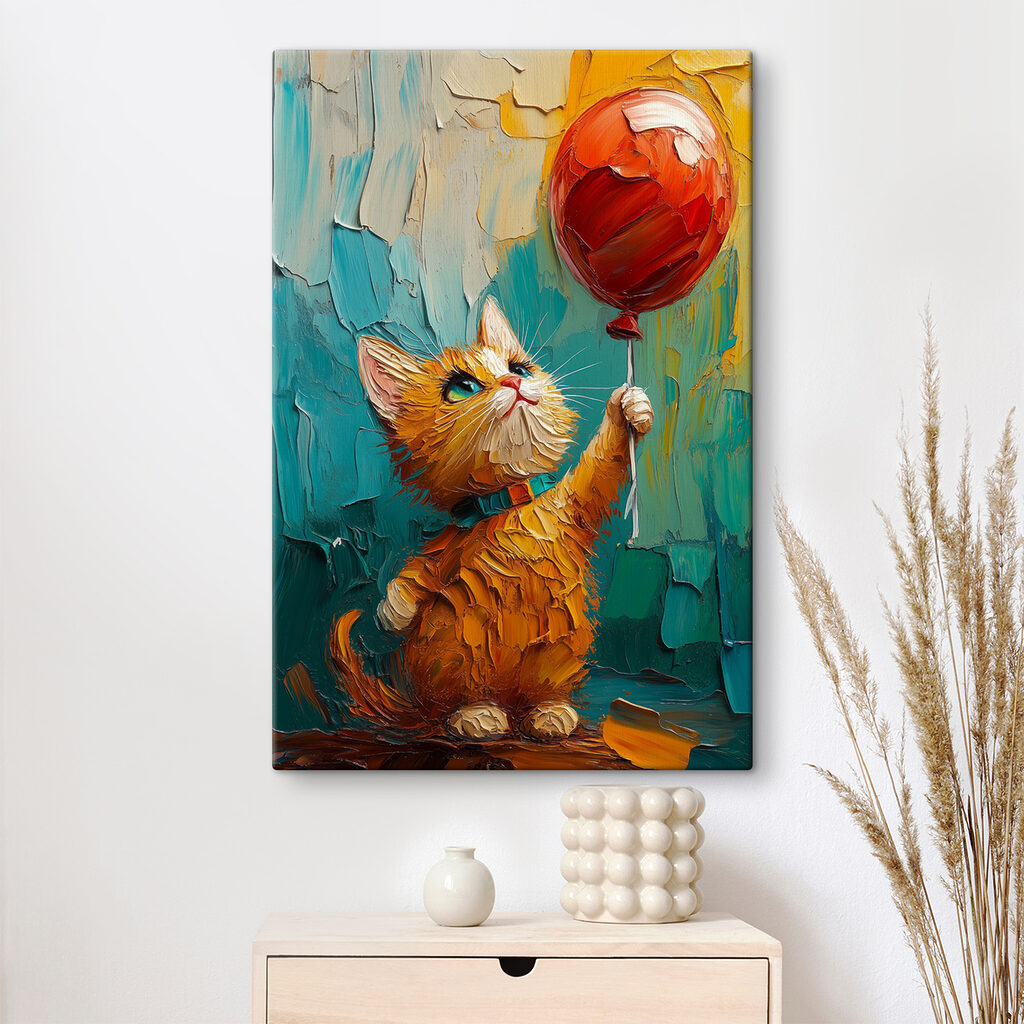Gatinho com balão vermelho — interior 3