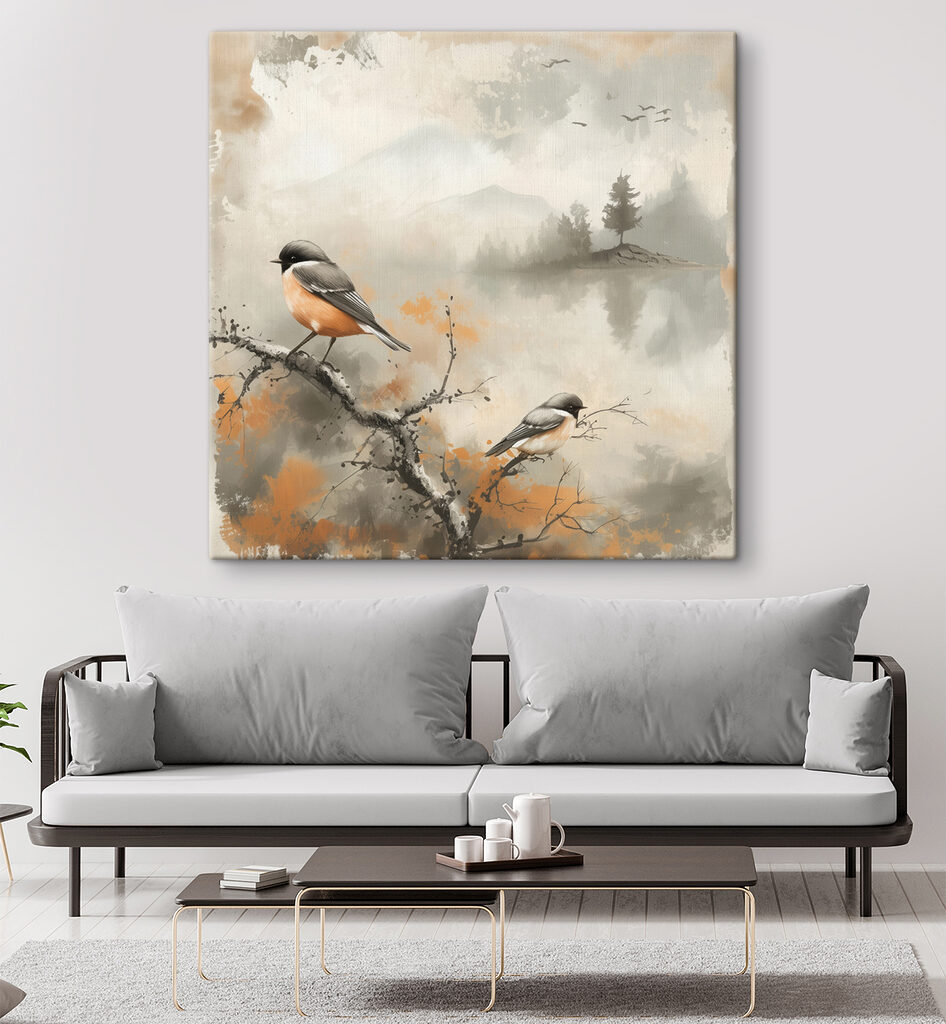 Aves sobre lago nevoento — interior 3