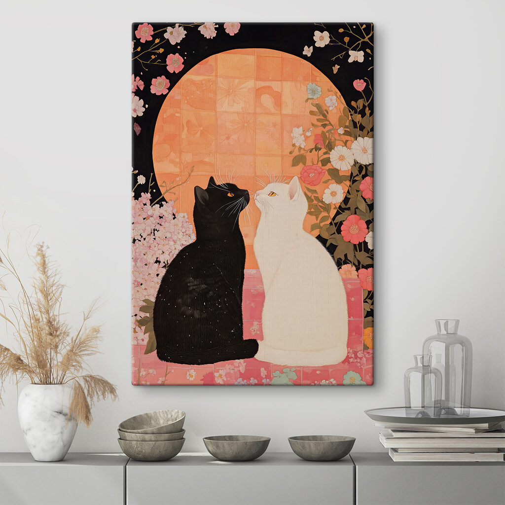 Dois gatos entre flores — interior 2