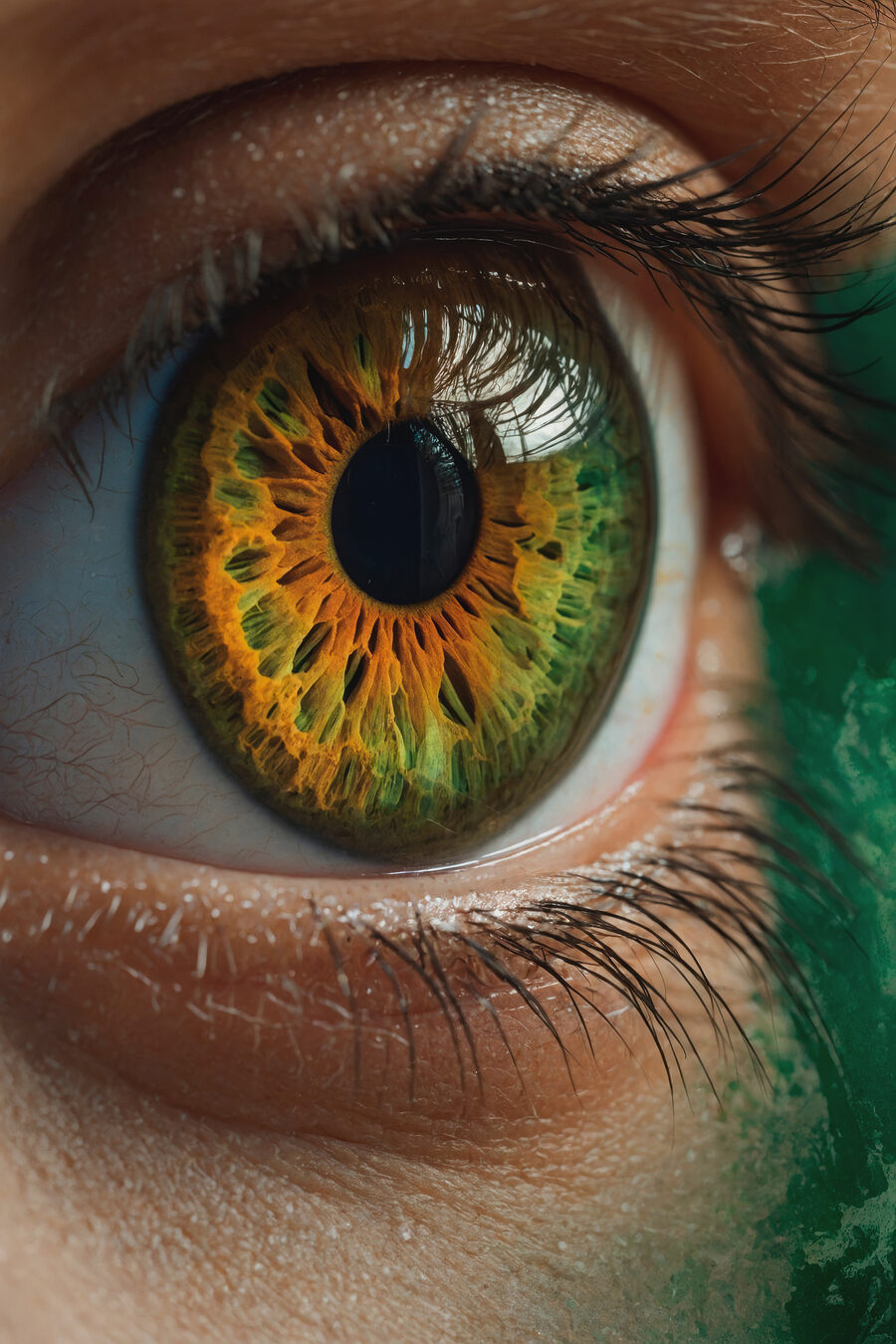 Olhar em verde-dourado — design completo