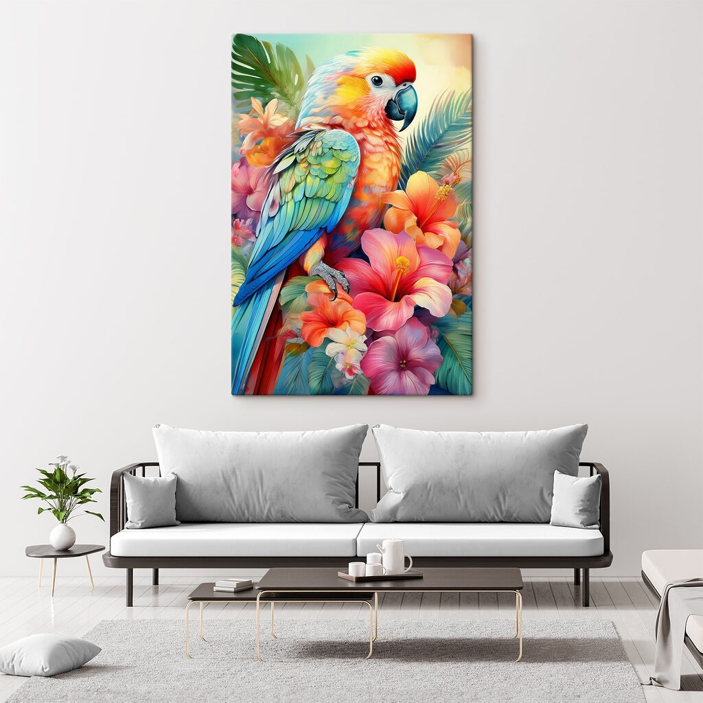 Papagaio entre flores tropicais — interior 3
