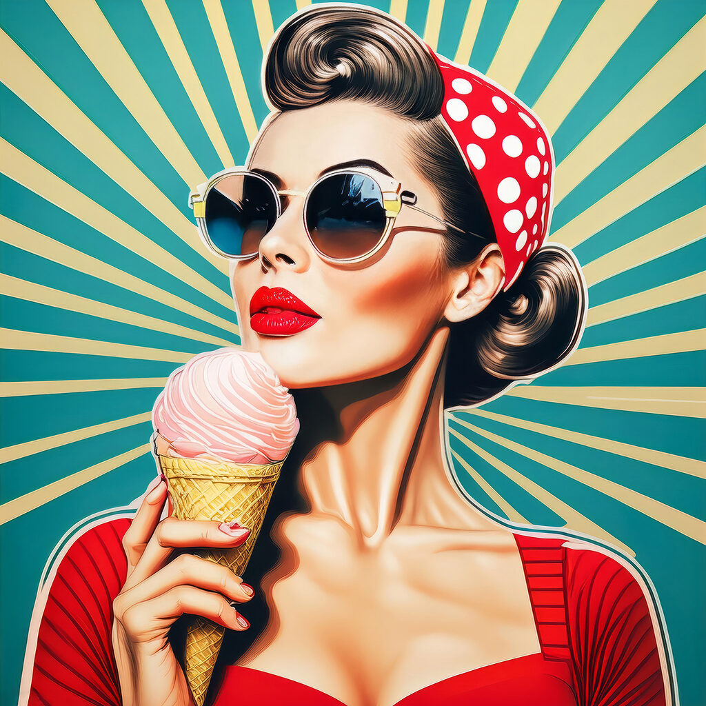 Retrato retro com gelado — design completo