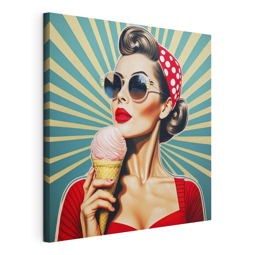 Retrato retro com gelado, tela esticada e borda contínua