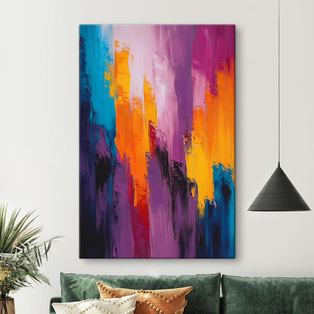 Riscas roxas e laranja — interior 1