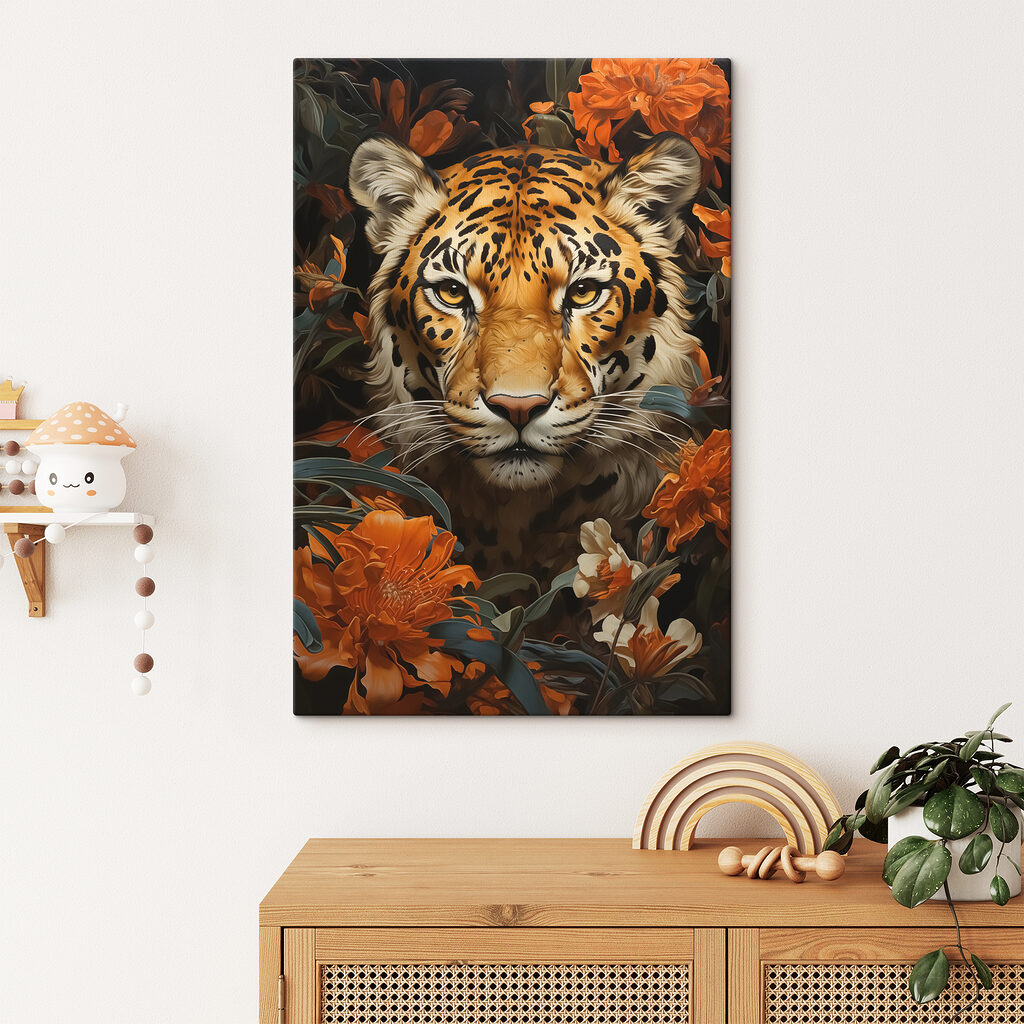 Tigre entre flores laranja — interior 2