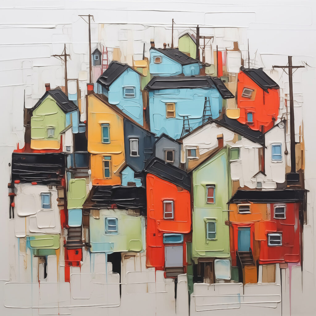 Casas coloridas juntas — design completo
