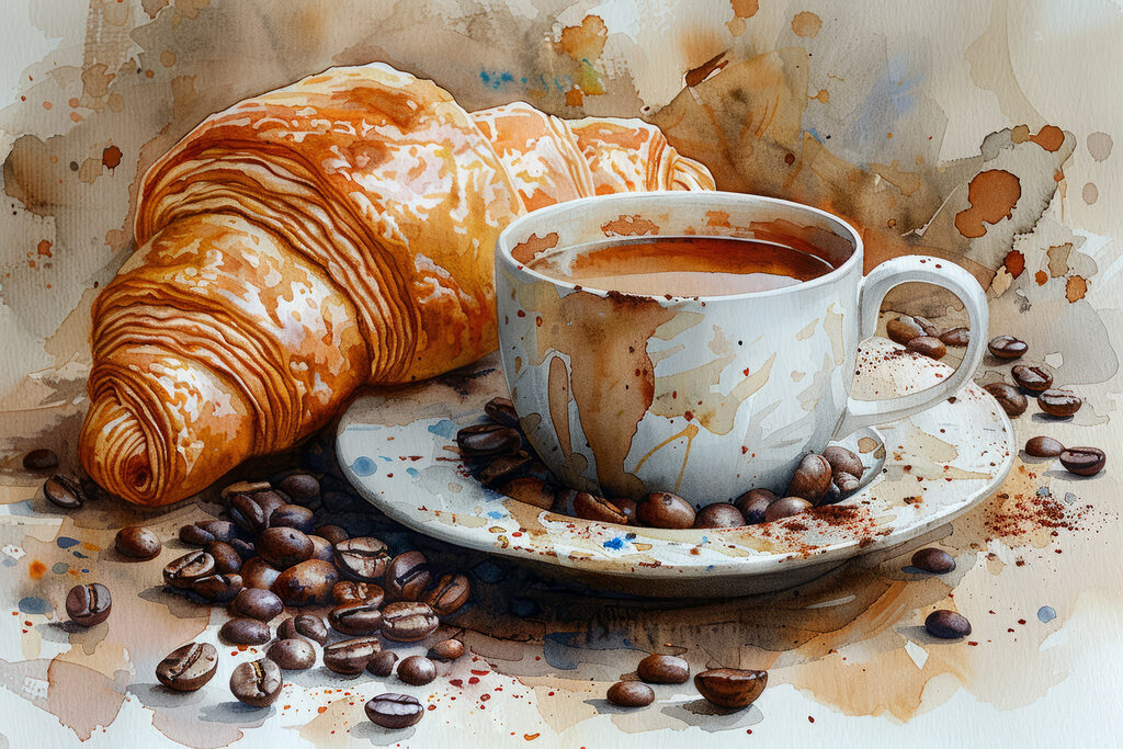 Croissant junto ao café — design completo