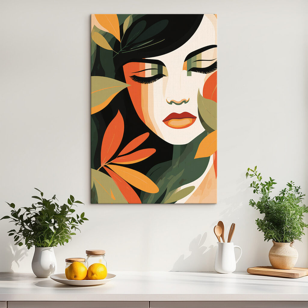 Olhos fechados entre folhas — interior 1