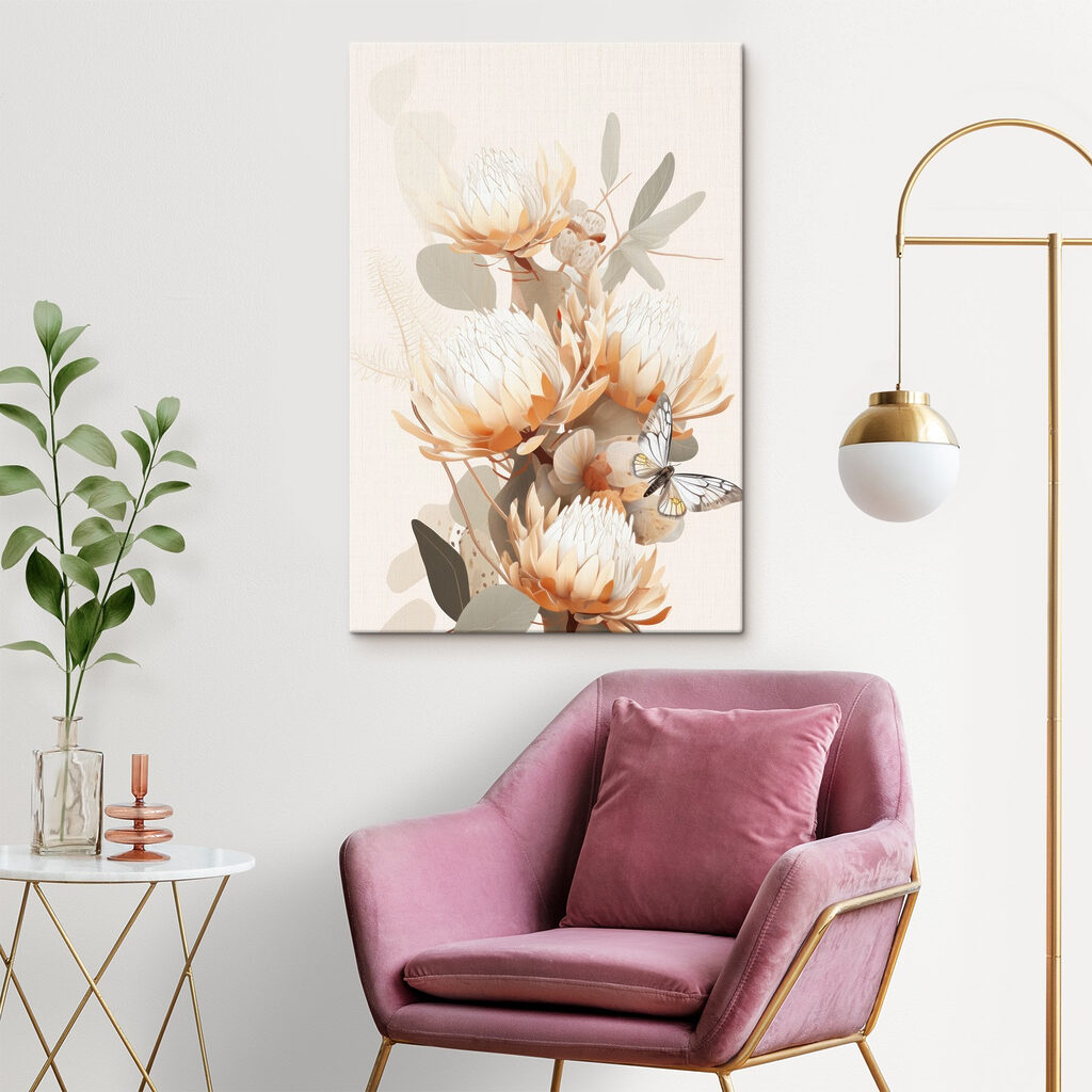 Proteas pálidas entre folhas — interior 3