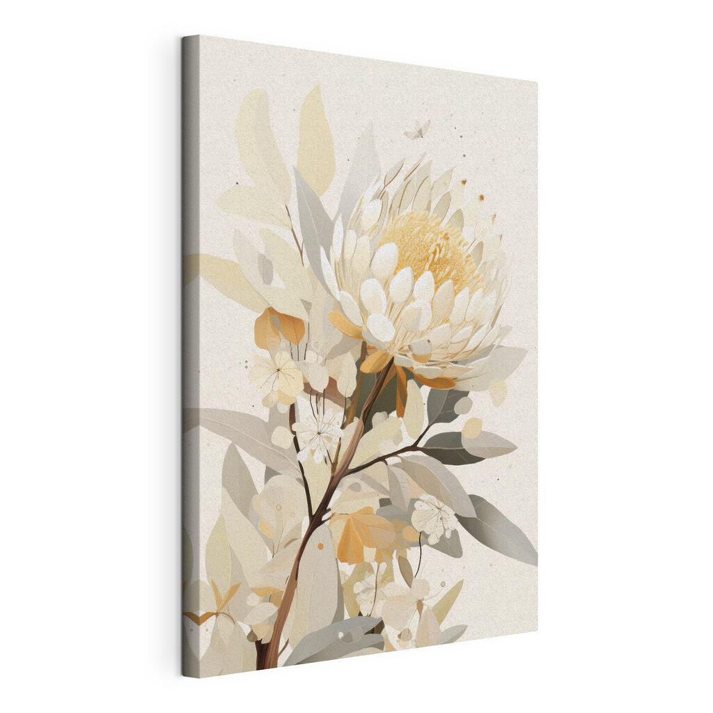 Protea entre folhas — vista do produto