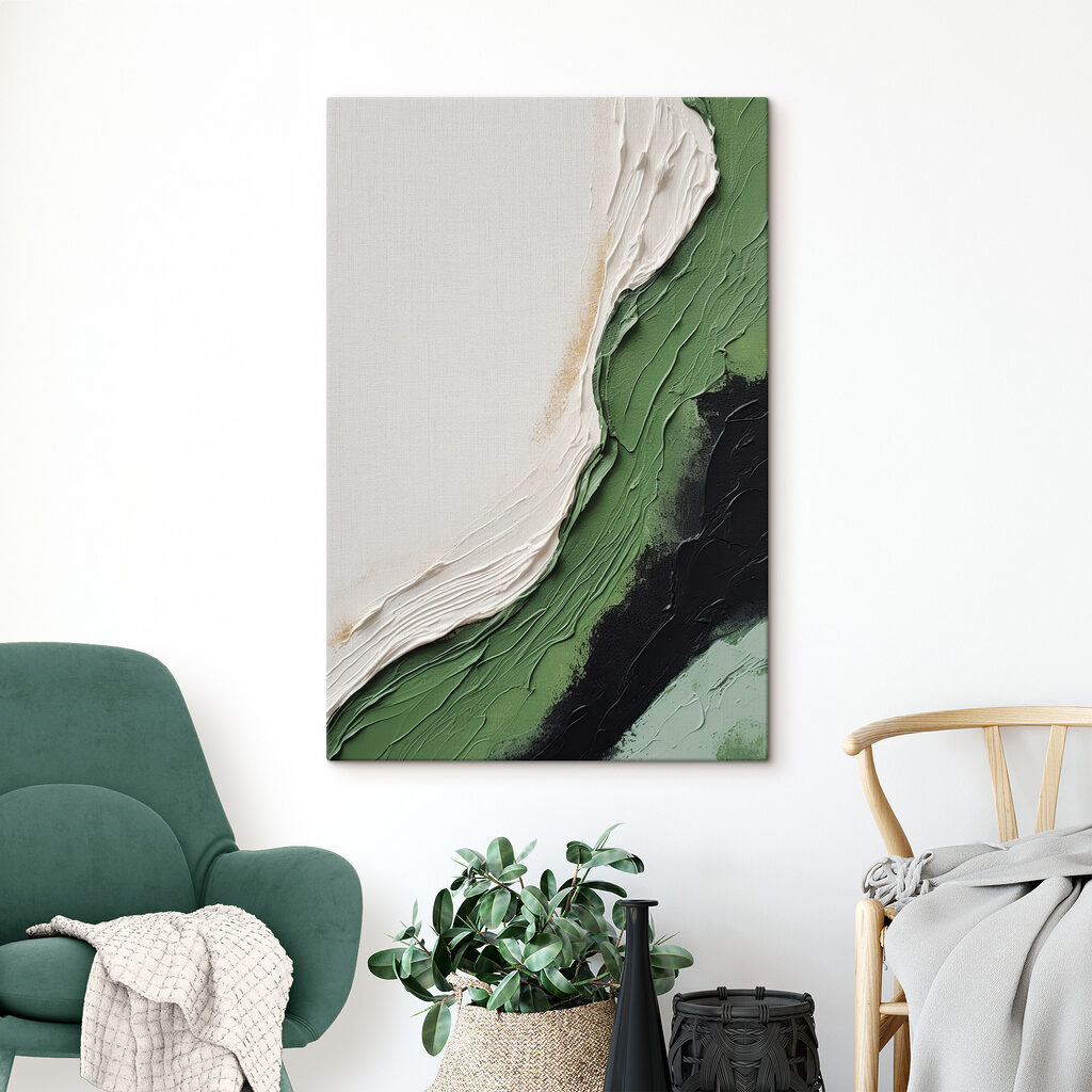 Faixa verde sobre creme — interior 2