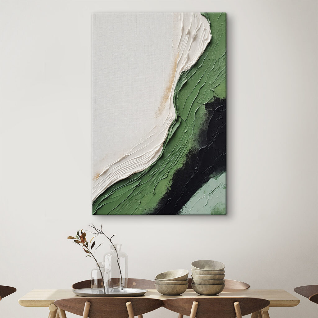 Faixa verde sobre creme — interior 1