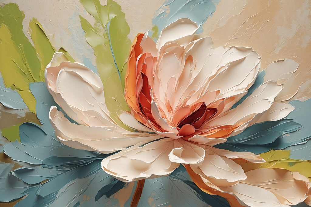 Flor aberta em tinta — design completo