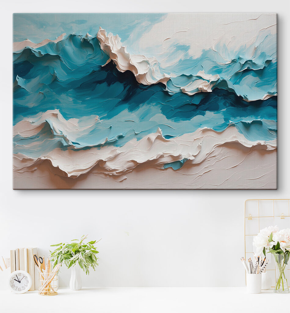 Ondas turquesa e brancas — interior 3