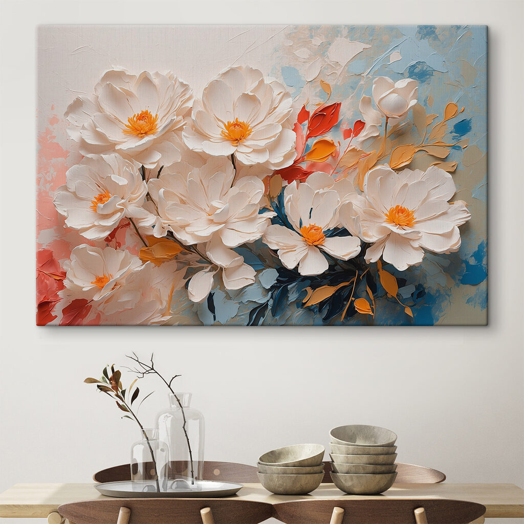 Flores brancas em pinceladas — interior 1