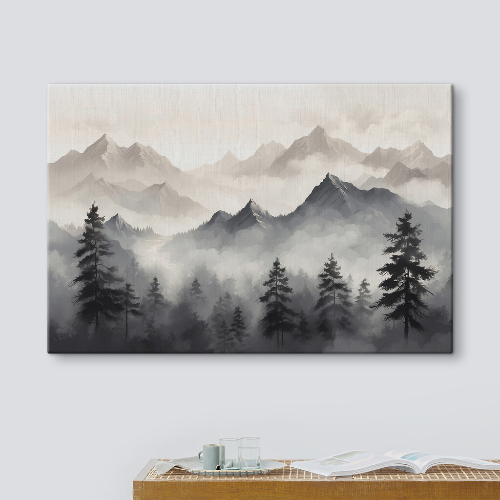 Pinheiros entre montanhas cinzentas — interior 3
