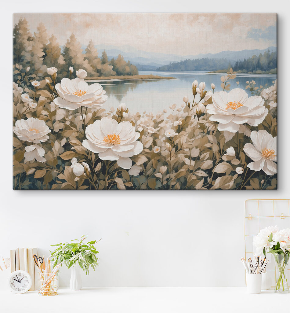 Flores brancas no lago — interior 1