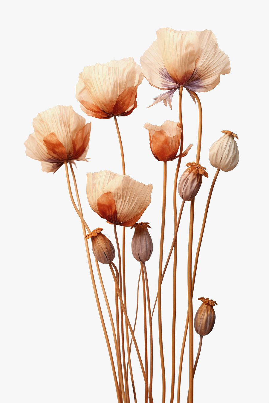 Flores secas em hastes — design completo