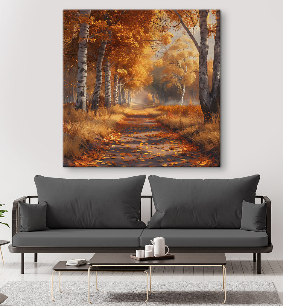 Caminho dourado entre bétulas — interior 2