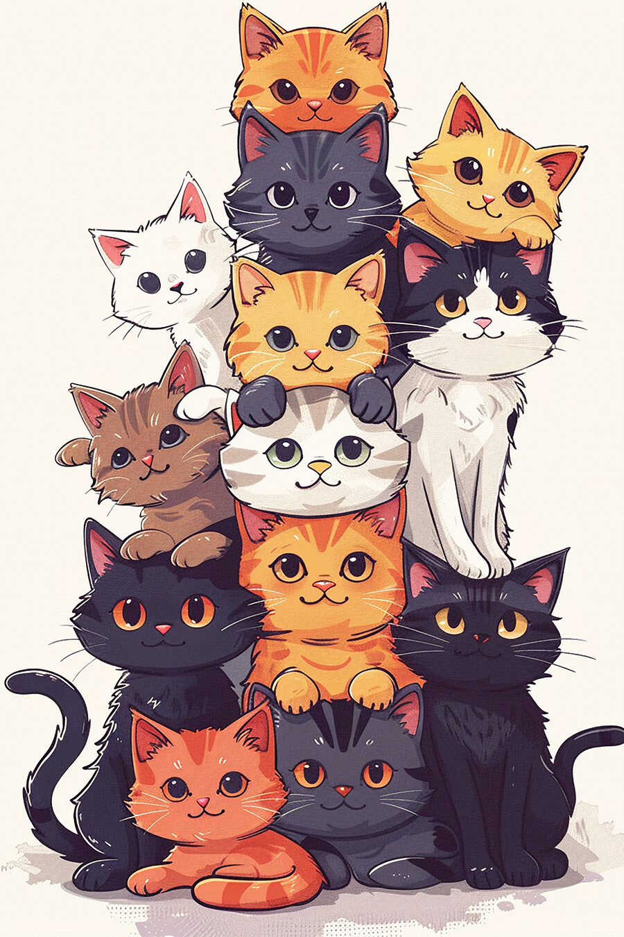 Gatos amigos juntos — design completo