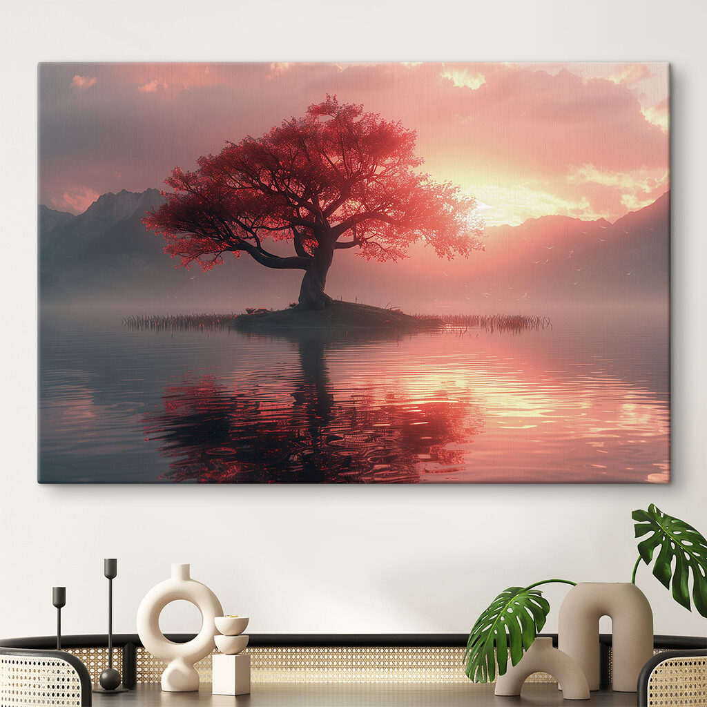 Árvore vermelha no entardecer — interior 2