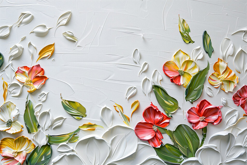 Grinaldas floridas em branco — design completo