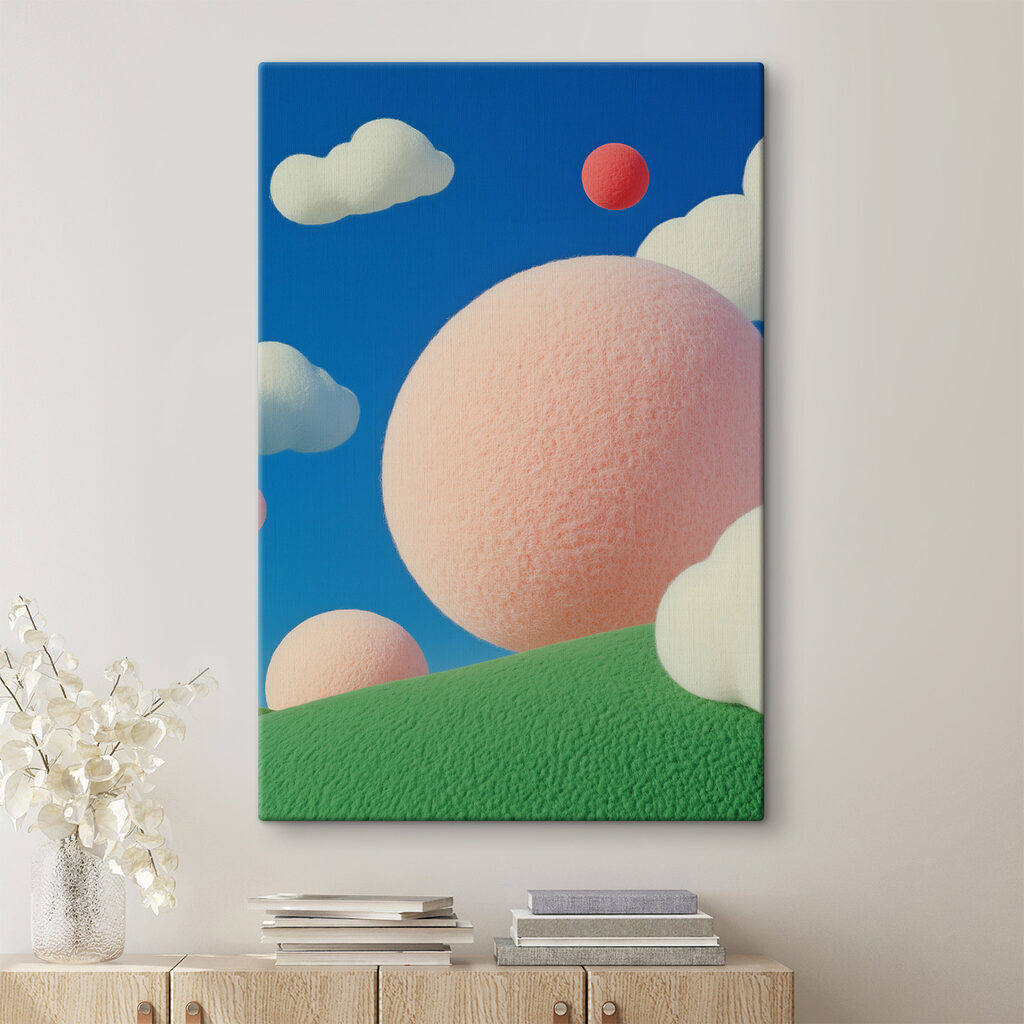 Bolas rosa sobre verde — interior 2